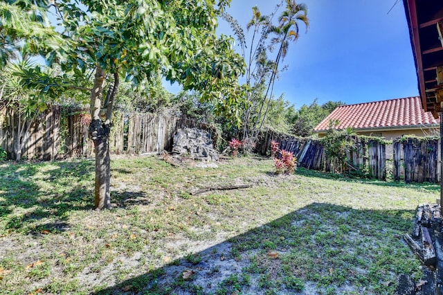 view of yard featuring a fenced backyard