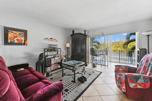 view of tiled living area