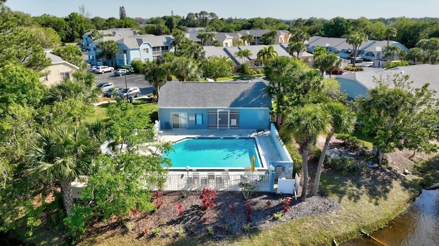 aerial view with a residential view