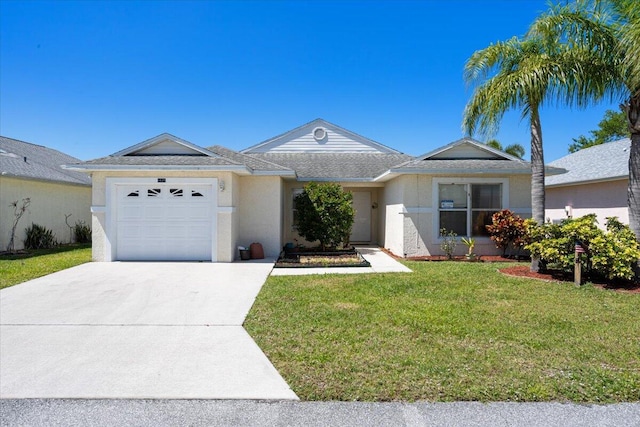 6625 Alheli Ct, Fort Pierce, FL 34951 - single story home with stucco siding, an attached garage, driveway, and a front yard