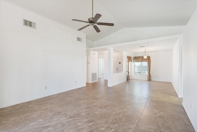 6625 Alheli Ct, Fort Pierce, FL 34951 - spare room with lofted ceiling, a ceiling fan, and visible vents