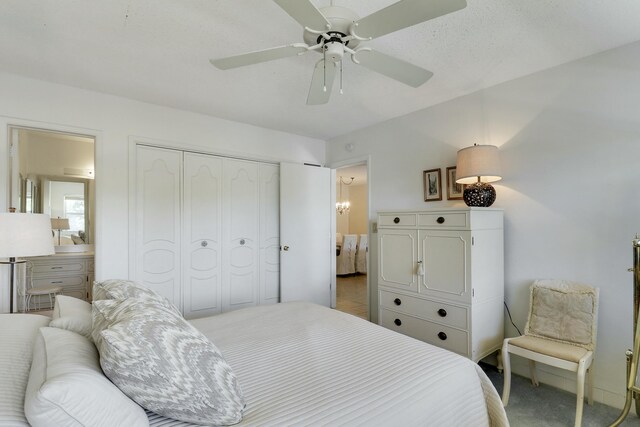 bedroom featuring a closet and a ceiling fan