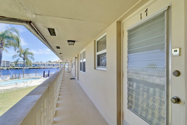 balcony with a water view