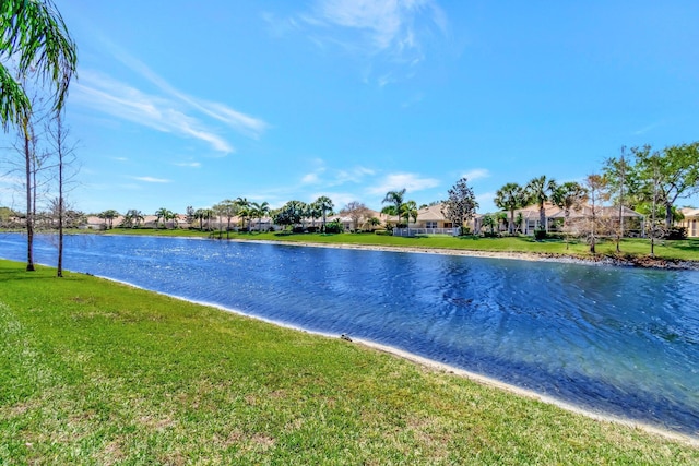 view of water feature with a residential view