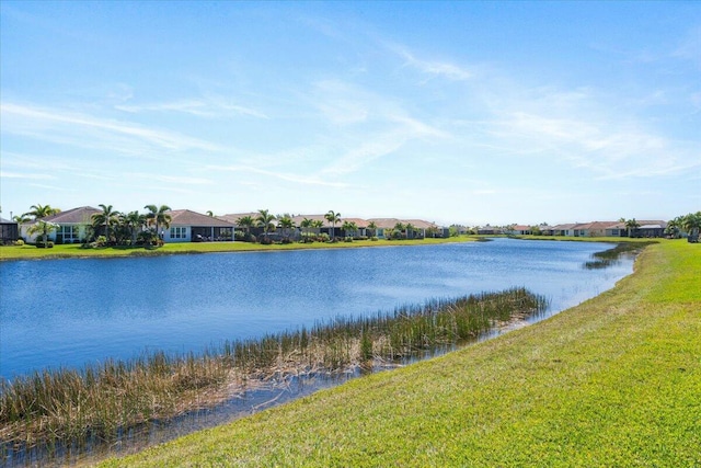 view of water feature with a residential view