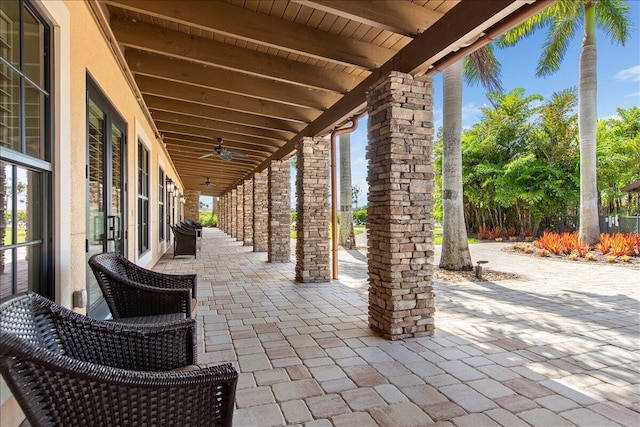 view of patio with a ceiling fan