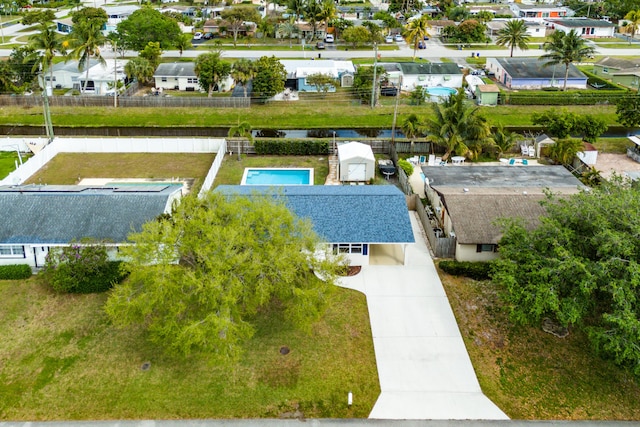 bird's eye view with a residential view