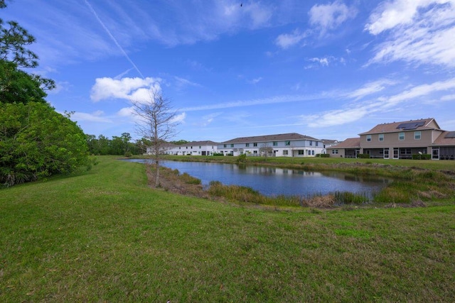 view of water feature with a residential view