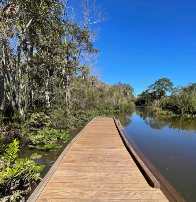 view of dock featuring a water view