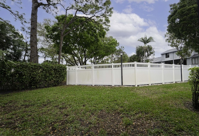 view of yard featuring a fenced backyard