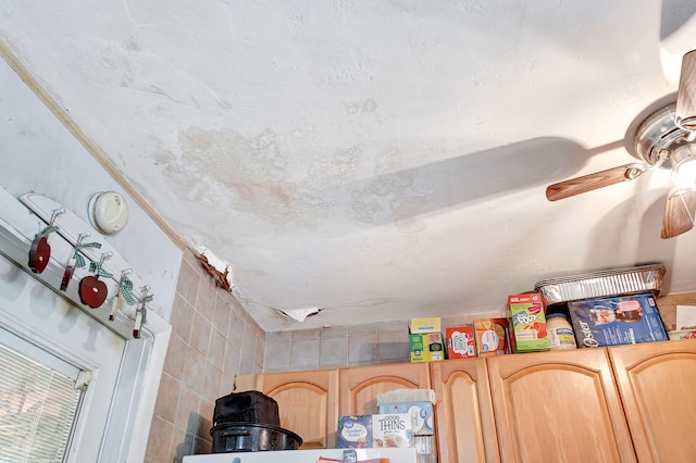 interior space with a ceiling fan