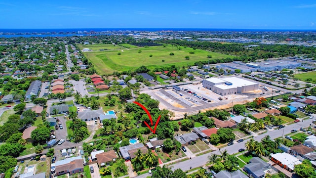 aerial view with a residential view