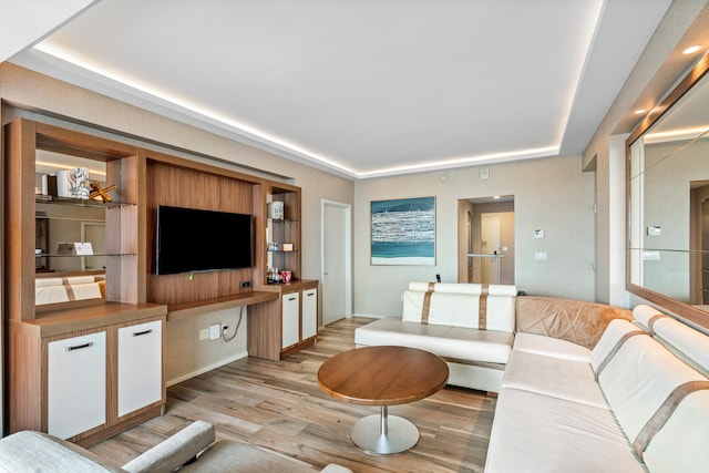 living room featuring light wood-style floors