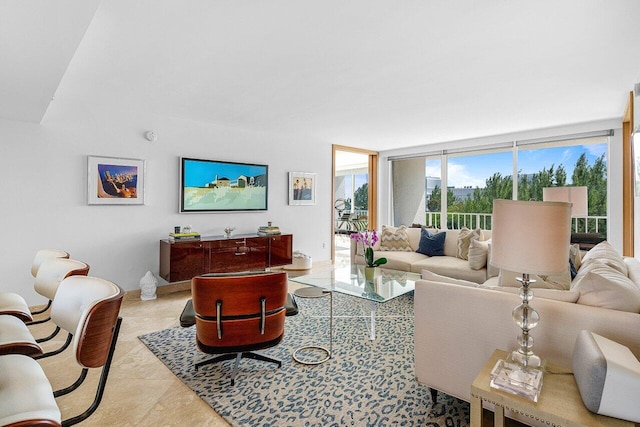 living room featuring expansive windows