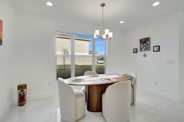 1396 Bushel Creek Xing, Loxahatchee, FL 33470 - dining space with a chandelier, baseboards, recessed lighting, and light tile patterned floors