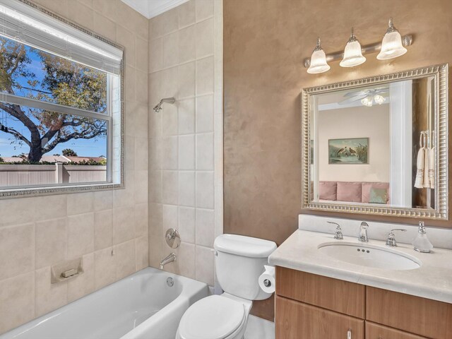 3934 Sherwood Blvd, Delray Beach, FL 33445 - full bathroom with vanity, toilet, and shower / tub combination