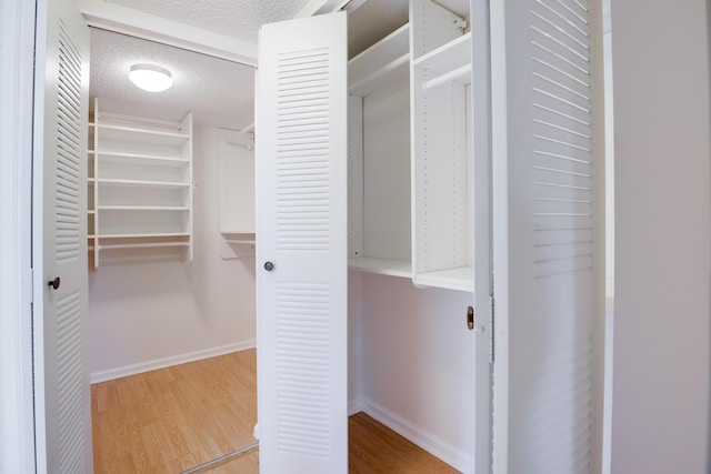 spacious closet with wood finished floors