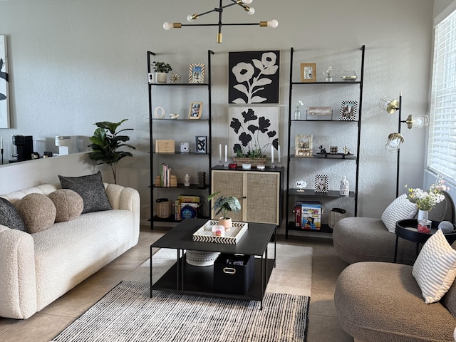 view of tiled living room