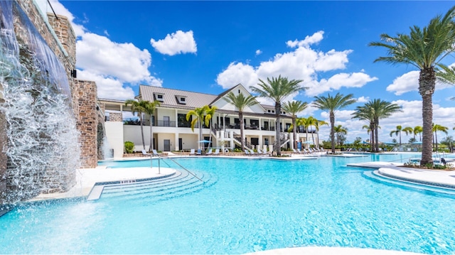 pool with a patio area