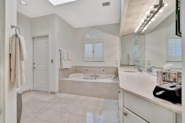 full bath featuring a bath, visible vents, and vanity