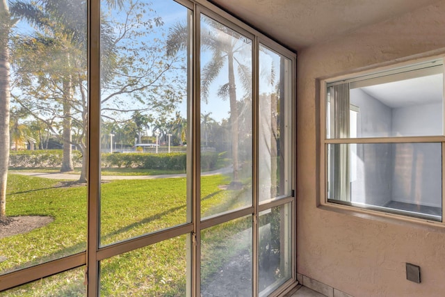 view of unfurnished sunroom