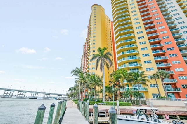 view of dock featuring a water view