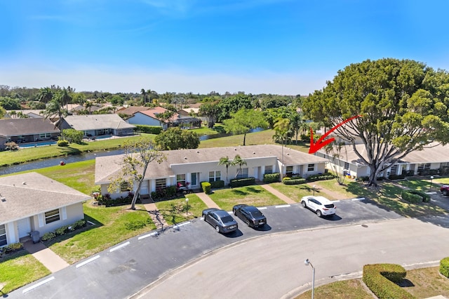 drone / aerial view with a residential view