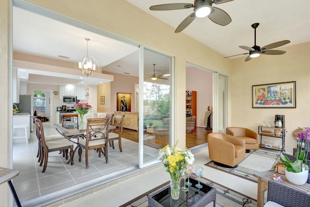 interior space featuring a notable chandelier and visible vents