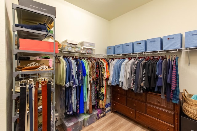 spacious closet with wood finished floors