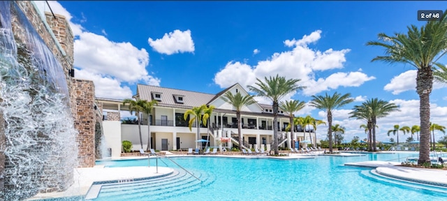 pool featuring a patio area