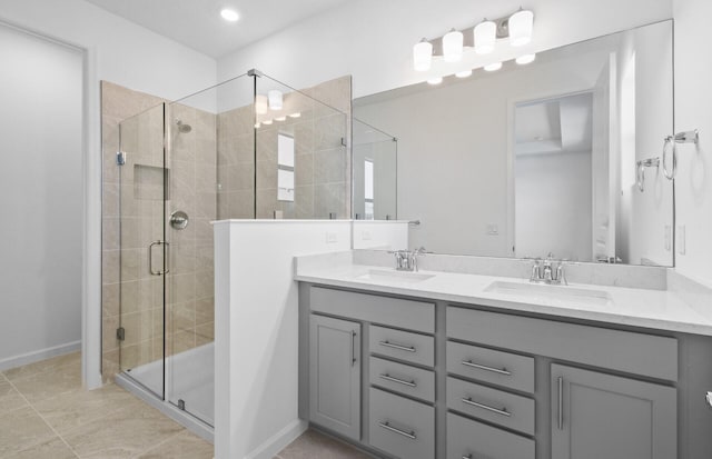 7648 SW Lucy Ln Latitude, Unit Latitude, Stuart, FL 34997 - full bathroom featuring double vanity and a shower stall