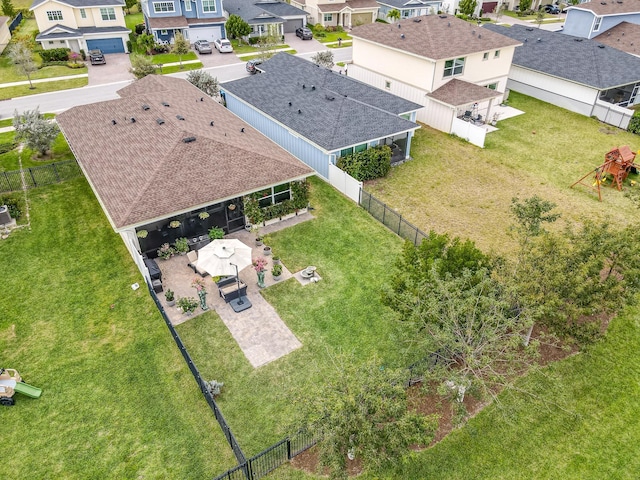 bird's eye view with a residential view