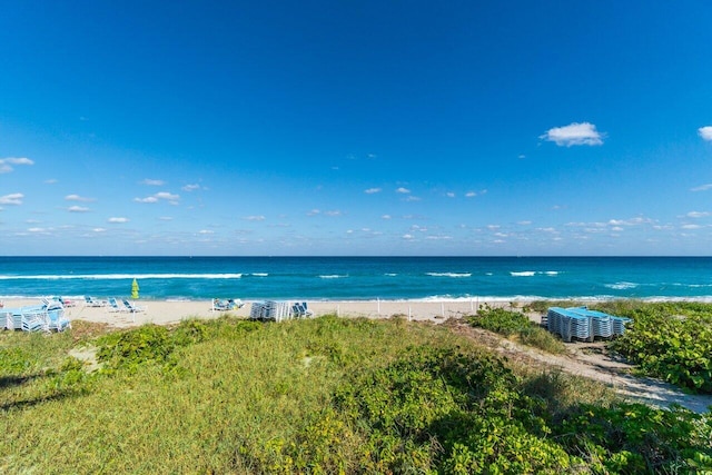 view of water feature featuring a beach view