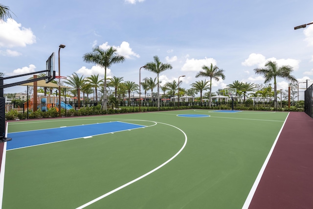 view of sport court with community basketball court and fence