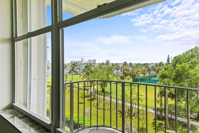 balcony with a city view
