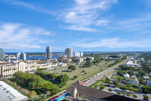 bird's eye view with a city view