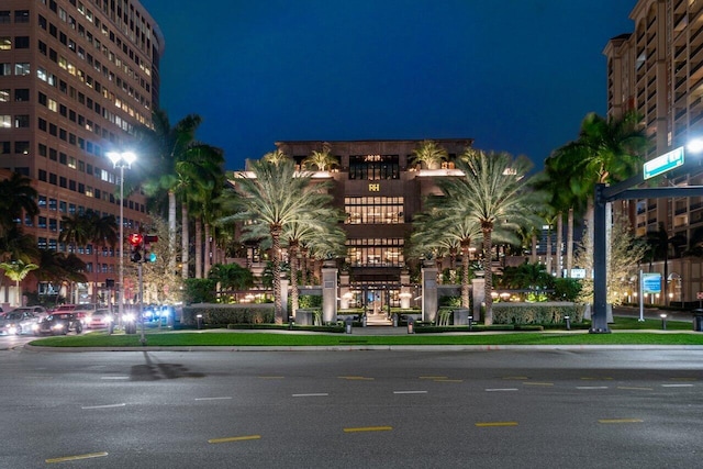 view of property at night