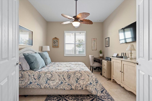 bedroom featuring ceiling fan