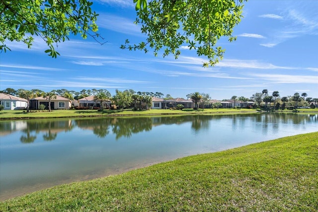 view of water feature with a residential view