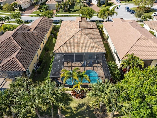 drone / aerial view with a residential view