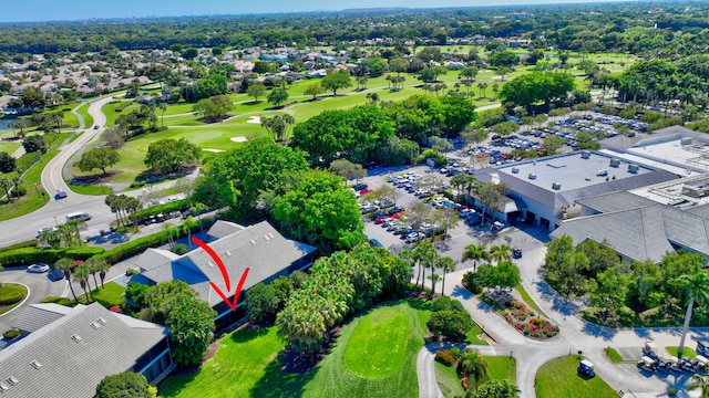 drone / aerial view with golf course view