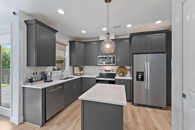 kitchen featuring a healthy amount of sunlight, visible vents, appliances with stainless steel finishes, and a sink