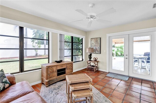 interior space featuring french doors and visible vents