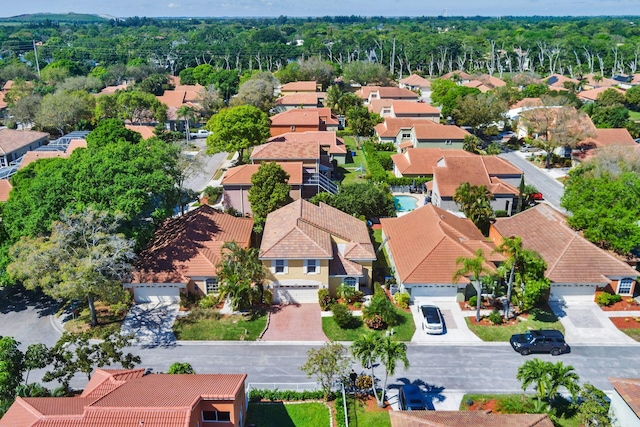 birds eye view of property with a residential view