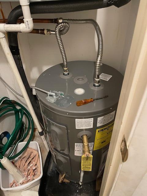 utility room featuring electric water heater