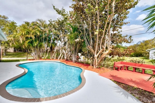 view of pool featuring fence and a fenced in pool