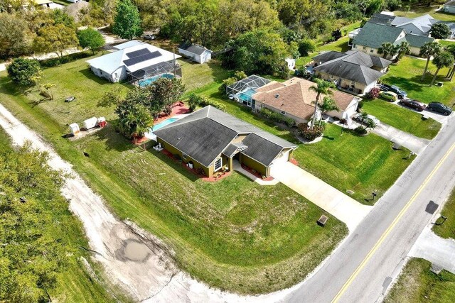 drone / aerial view with a residential view