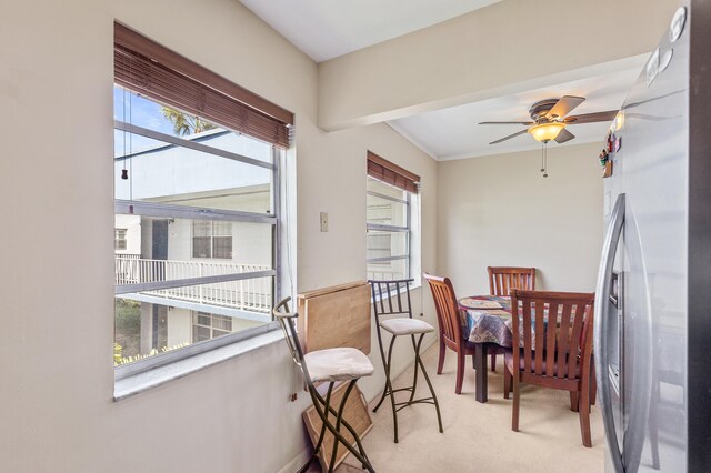 sunroom with plenty of natural light and ceiling fan