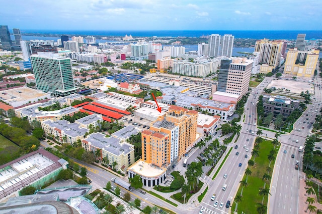 aerial view featuring a city view