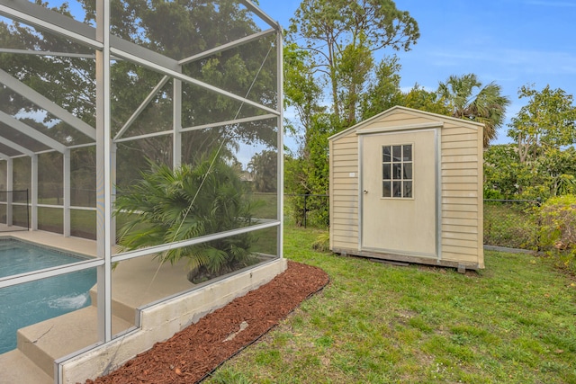 exterior space with fence and an outdoor pool